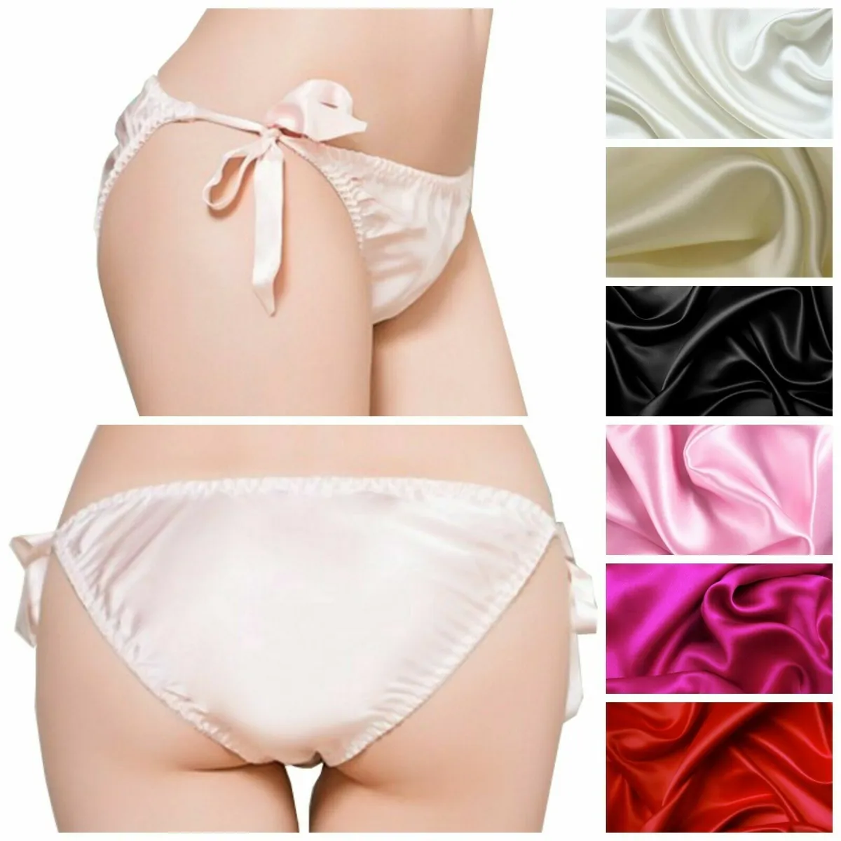 Silk Knickers Satin Panties Side Tie Wedding Sissy Underwear Fit 8, 10 Sexy
