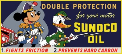 Sunoco Oil / Mickey & Donald Metal Sign