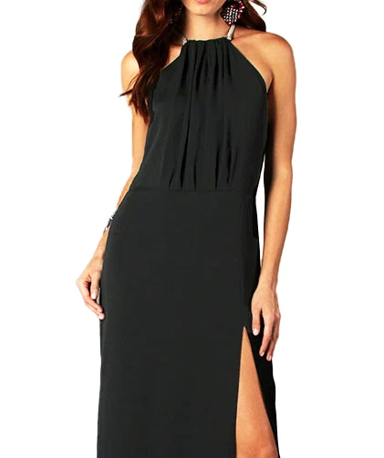 Vestido halter negro espalda abierta Halston Heritage talla 8 Foto 3 de 4