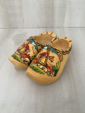 Vintage Wooden Dutch Clogs Hand Painted Windmill Made in Holland Brand New