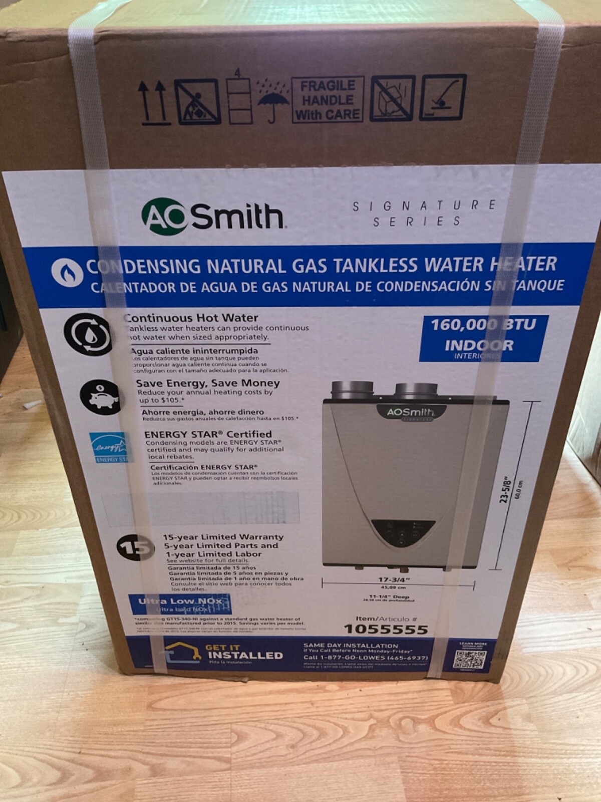 AO Smith Signature Series 6.6GPM 16kBTU Indoor Natural Gas Tankless Water  Heater 671657083595 | eBay
