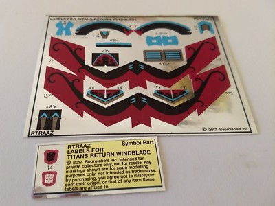 TRANSFORMERS WINGBLADE TITANS RETURN STICKERS NEW LABELS STICKERS