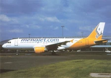 Postcard Airline MENAJET.COM A320-211 F-OKRM No. A942 CC7.