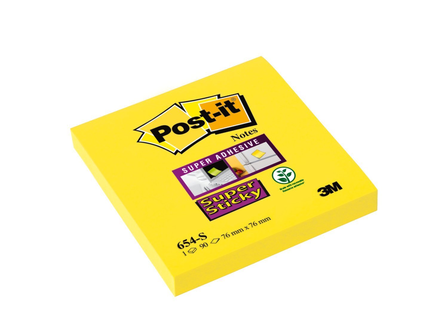 Super Sticky Post-it Notes 76mm x 76mm Ultra Yellow 6 Pads 90 Sheets-image
