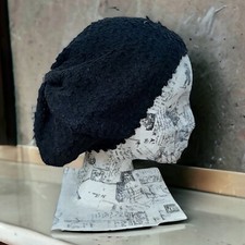 Black Slouchy Beret Hat with Sequins New