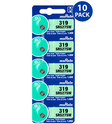 Murata 319 (SR527SW) Silver Oxide Watch Battery (10 Count) - Replaces Sony 319
