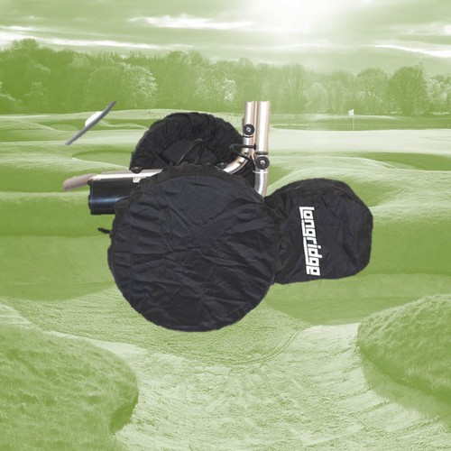 Set of 3 ( or 4) Elasticated Golf Trolley Wheel Covers, Pull Trolley or Electric 5055733105855