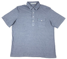 Criquet Performance Players Shirt Men L Blue White Micro Stripe Polo Golf