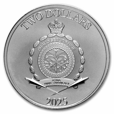 2025 Niue 1 oz .999 Fine Silver $2 Disney Mickey, Donald & Goofy