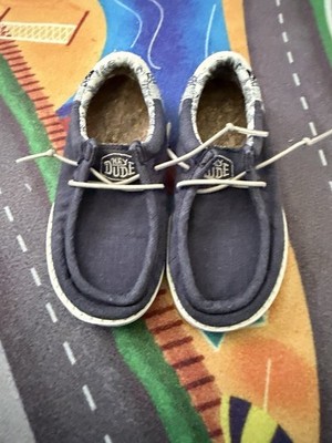 Hey Dude Wally Toddler Boys Gray Canvas Slip-On Lace Up Shoes Size 9