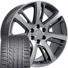 22 Inch Gunmetal 4738 Rims Goodyear Tires Set Fit Escalade Tahoe Silverado