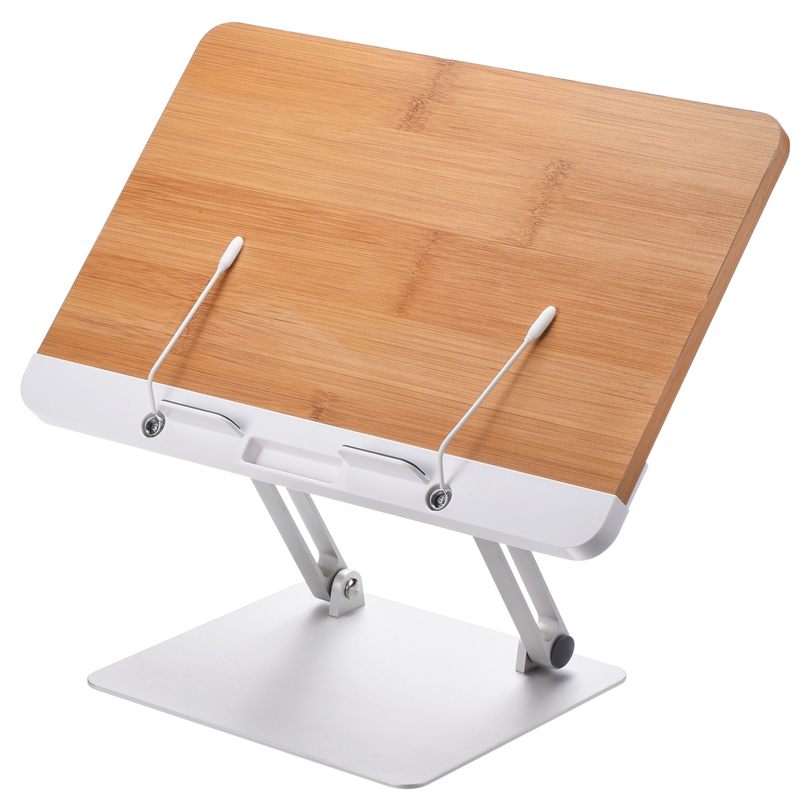 Adjustable Book Holder with 180°Rotating Base Book Stand for Reading Wood BG-2S