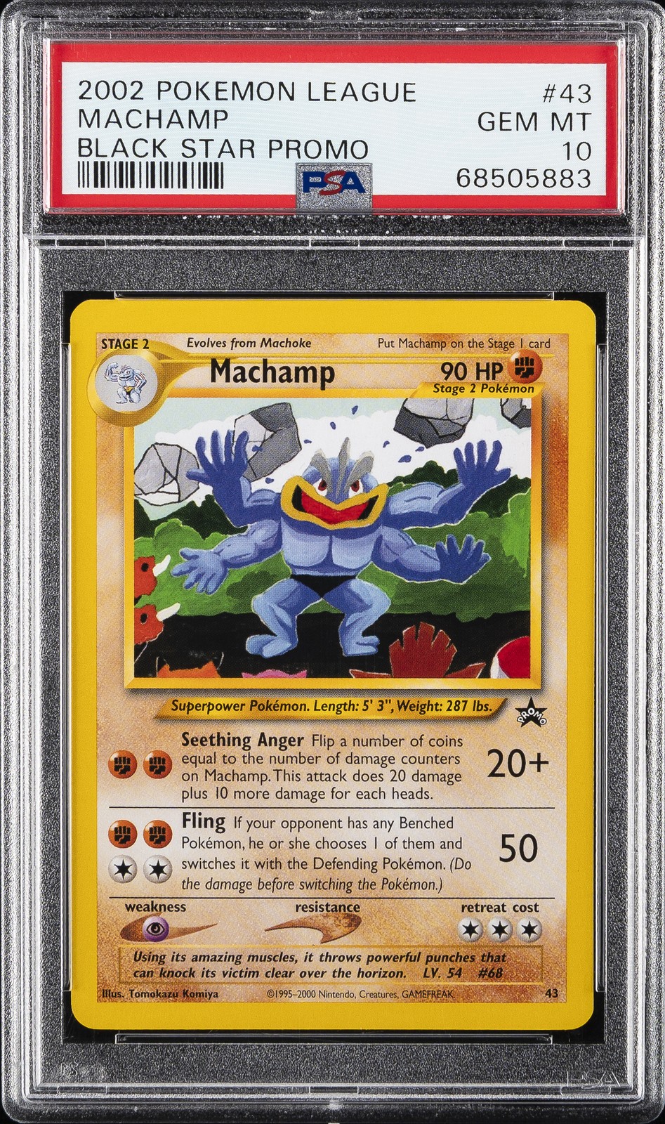 2002 POKEMON LEAGUE PROMO BLACK STAR #43 MACHAMP PSA 10