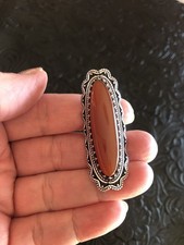 Artisan Southwest Orange Sunset Carnelian Ring Traditional Bezel Size 6.5