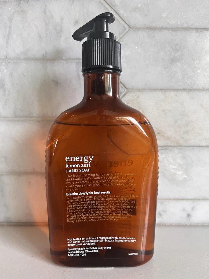 Bath & Body Works Aromatherapy ENERGY LEMON ZEST Hand Soap 8 fl oz HTF Read Desc - Image 2 of 2