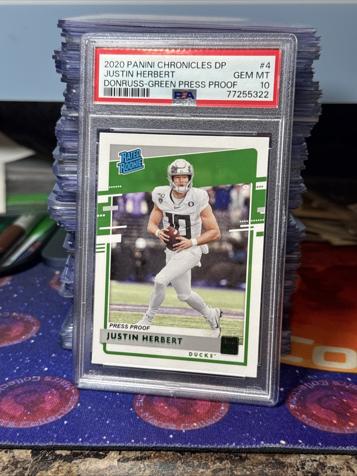 Justin Herbert Panini Chronicles Draft Picks Donruss Rated Rookies #4 Green Press Proof