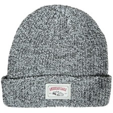 American Eagle Outfitters Mens Womens Knit Beanie Hat Cap Black White One Size