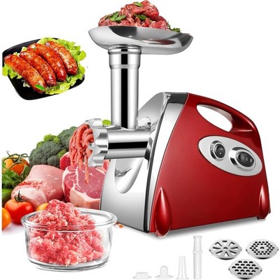 Leistungsstarker Fleischwolf - 2800W, Wurststecker, 3 Schneidplatten, Kubbe Set