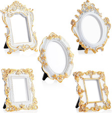5 Pcs Mini Picture Vintage Frames with Stands Tiny Antique Photo Baroque Ornate