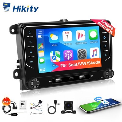 Android Carplay DAB+ Autoradio 6+128G WiFi FM HD Für VW Polo 6R 6C V 2009-2017