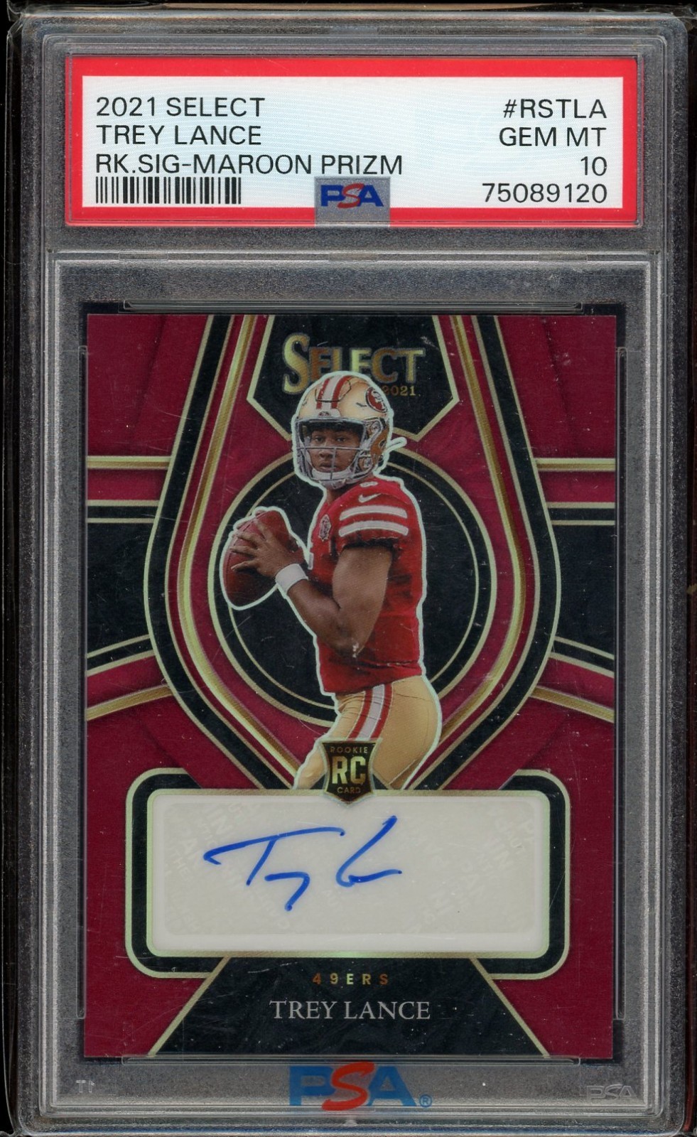 Trey Lance Panini Select Rookie Signatures #RSTLA Maroon