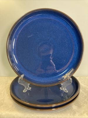 DENBY (England) Imperial Blue Dinner Plates; no chips; 10'' dia