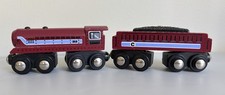 Circo Line Magnetic Wooden Train Engine  Coal Car for Thomas/Brio Tracks, Red