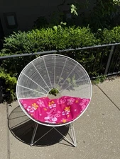 Mid Century Modern pair of Acapulco style chairs in white with Miami cushion