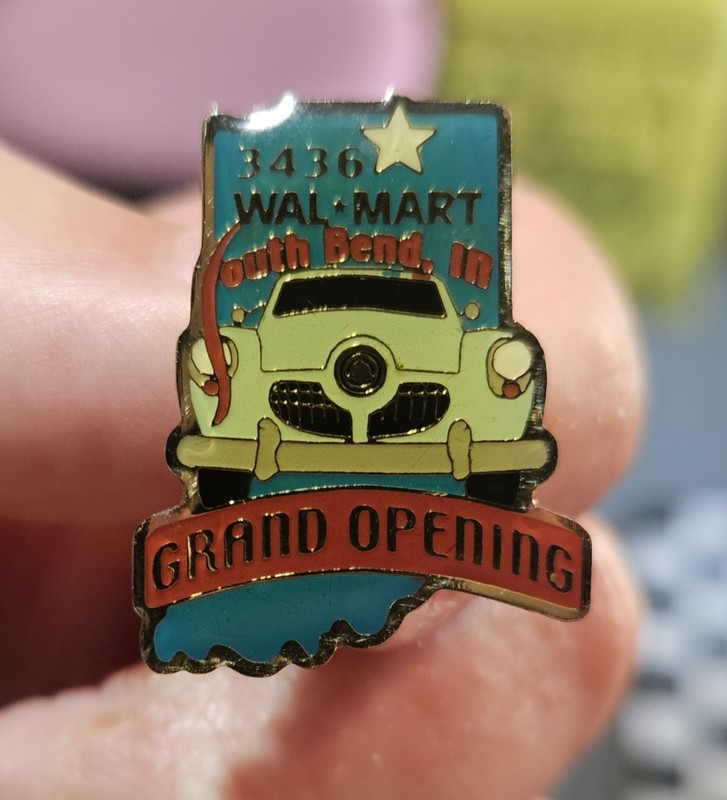 Vintage Walmart Grand Opening Enamel Pin South Bend IN Store 3436 Studebaker
