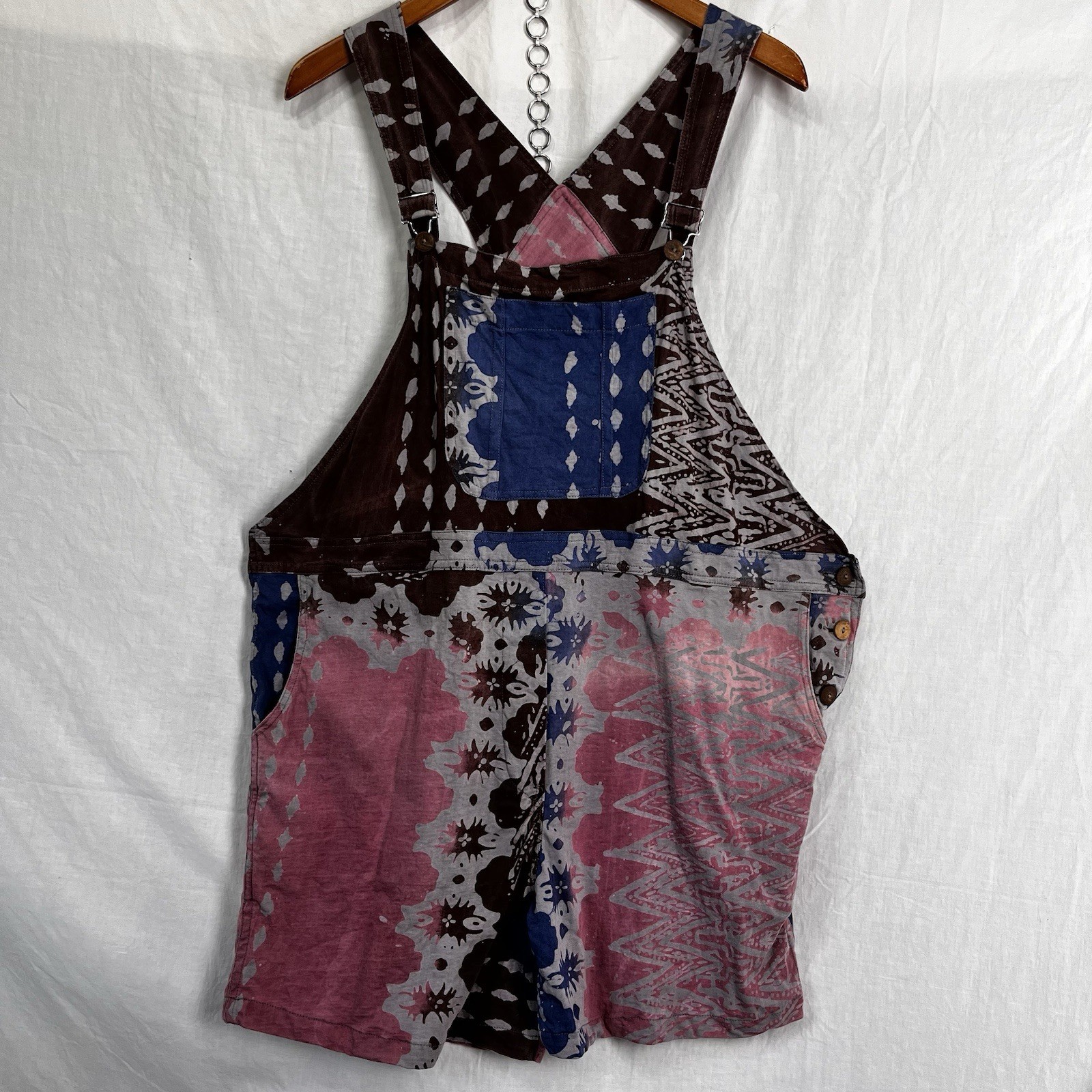Batik Patchwork Shortalls Medium Large Colorful C… - image 23