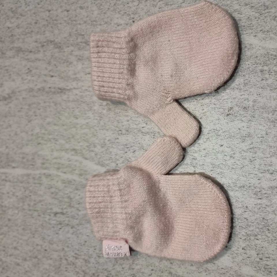 Kinder Handschuhe Mädchen rosa Strick uni Fäustlinge warm Winte Größe 6-12 Monate - Bild 2 von 2