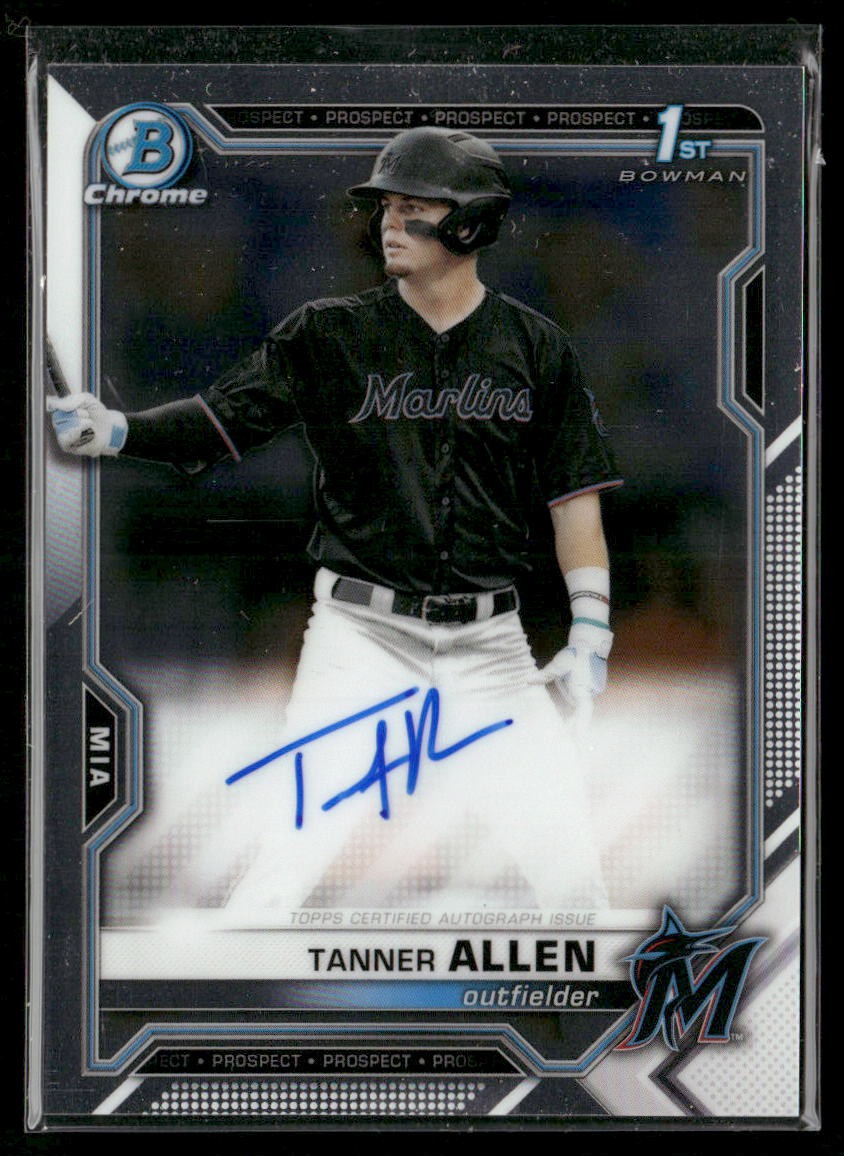 Tanner Allen 2021 Bowman Draft #CDA-TA Chrome Auto Miami Marlins