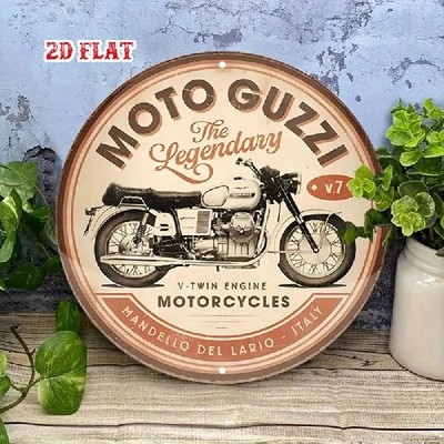 Blechschild rund Moto Guzzi Motorcycle Motorrad Vintage Metallschild TEL3548