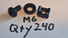  Lot of 240 M6 6x12mm Rack Screws, Square Cage Nuts Clips  Nylon Washers Black