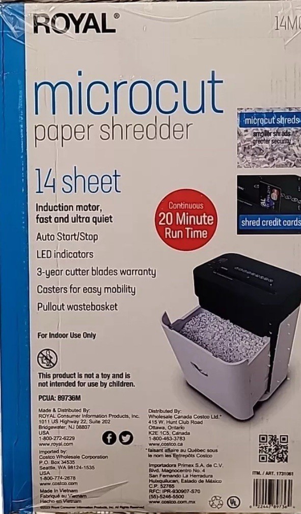 ROYAL Microcut Paper Shredder 14 Sheet, Casters, Auto Start/Stop