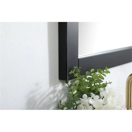 Elegant Decor Aqua 24x32" MDF Wood and Metal Vanity Mirror in Black - Picture 7 of 8