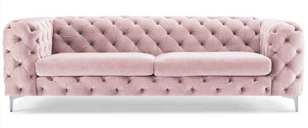 Chesterfield Sofa Dreisitzer Rosa Couchen MöBel Textil Wohnzimmer Couch Samt Neu-image