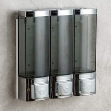 Shower Soap Dispenser 3-Chamber,Drill Free with Glue or Wall Mount with Screw...