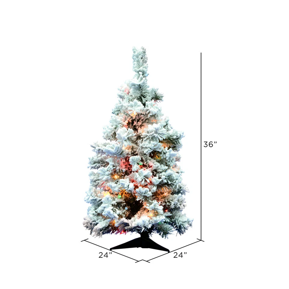 Vickerman Flocked Alaskan 36 Inch Artificial Tree w/ Multicolor Lights(Open Box) - Image 3 of 4