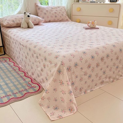 Floral Style Bedsheet Soft Bed Linen for Home Breathable Flat Sheets Single Shee