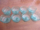 Set 8 Vtg Anchor Hocking Footed Fruit Icecream Glass Bowls Lido Milano Aqua