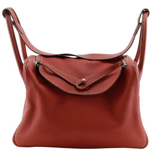 HERMES Lindy 34 Handbag 2WAYShoulder Sanguine Orange / SilverHardware Togo...