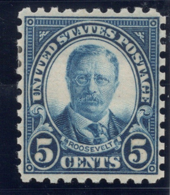 SC#586, 1923--5c Theodore Roosevelt, Perf. 10 But No Glue Where Hinged