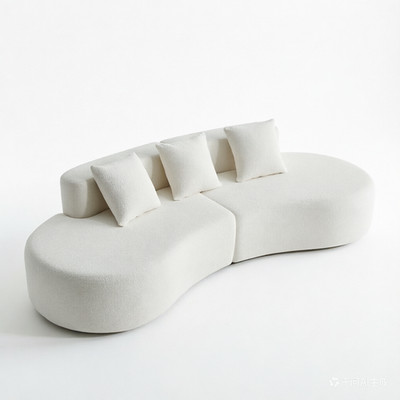 3-Seater Velvet Cloud Modular Couch Oversized Curved Sectional Sofa With Pillows