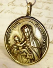 BISHOP ANTIQUE 18TH CENTURY O.L. OF GUADALUPE MYSTICAL ROSE OF LIMA BRONZE MEDAL