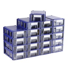 Stackable Storage Drawers Set of 20, Plastic Organizer 20 pcs, blue