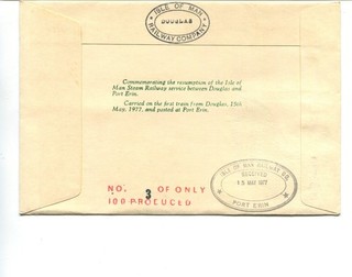 Isle of Man Railway Cover 1977 Resumption of Douglas Port Erin line