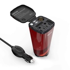 BESTEK 200W Power Inverter, Car Plug Adapter Outlet Converter with Cola Red