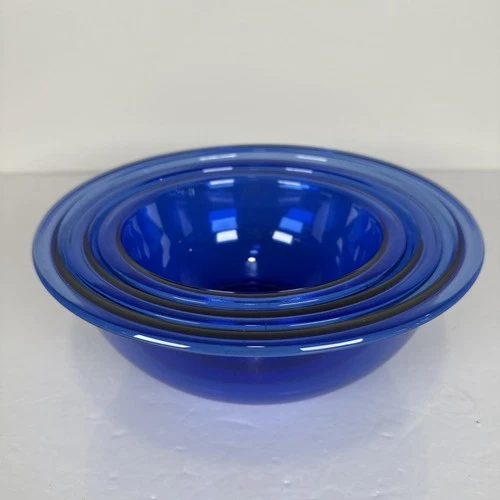 Vtg Pyrex Nesting Mixing Bowl Set of 3 Cobalt Blue Glass 1L 1.5L 2.5L READ