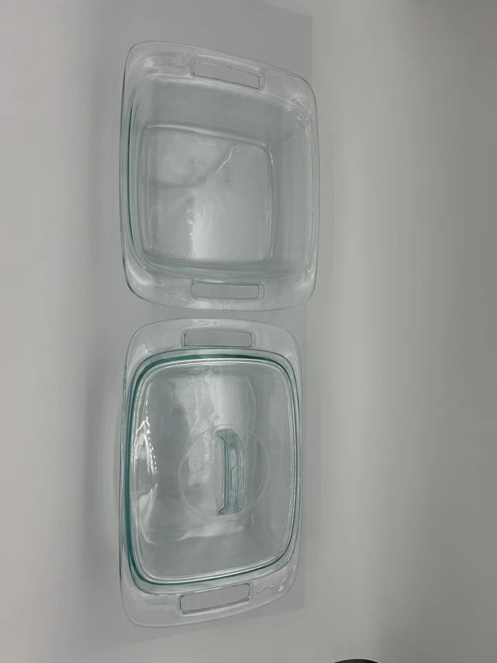 Set Of 2 Pyrex Easy Grab Clear Glass Oblong Baking Casserole Dish 2Qt C024 & 8x8 - Image 4 of 4